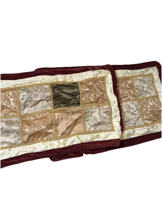 Croscill Other - 2 CROSCILL RENAISSANCE BURGUNDY VELVET Brocade PATCHWORK KING PILLOW SHAMS BOHO